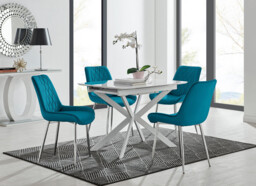 Lira 100 Extending Dining Table and 4 Pesaro Silver Leg Chairs - thumbnail 2