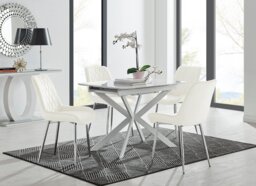 Lira 100 Extending Dining Table and 4 Pesaro Silver Leg Chairs - thumbnail 1