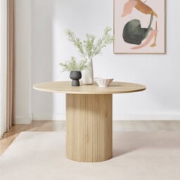 Penrose Oak Round Dining Table & 4 Calla Faux Leather Chairs - thumbnail 3