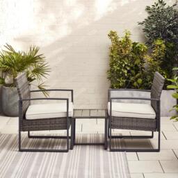 Furniturebox Algarve 2 Seat Garden Bistro Set, Rattan in Grey - Size: 60x80x62 cm - thumbnail 8