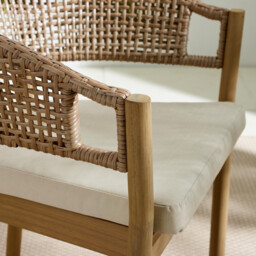 2x Asa Wood, Wicker & Cream Garden Dining Chairs - thumbnail 4