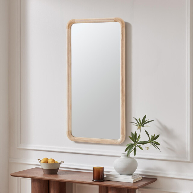 Rowena Oak Wood Small 80x40cm Rectangle Wall Mirror - image 1