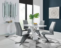 Sorrento 4 White High Gloss And Chrome Dining Table And 4 Luxury Willow Chairs Set - thumbnail 1