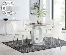 Giovani Round Grey 100cm Table and 4 Pesaro Silver Leg Chairs - thumbnail 4