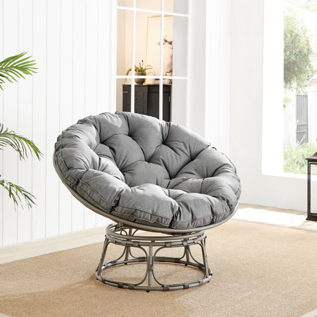 Grey Rattan Garden Papasan Moon Chair - image 1
