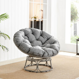 Grey Rattan Garden Papasan Moon Chair
