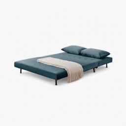 Bobby Blue Velvet Double Folding Sofa Bed - thumbnail 3