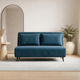 Bobby Blue Velvet Double Folding Sofa Bed - thumbnail 2