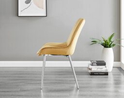 2x Pesaro Mustard Velvet Dining Chairs Silver Legs - thumbnail 4