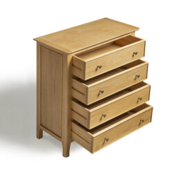 Belle 4 Drawer Solid Oak Wood Chest of Drawers - thumbnail 4