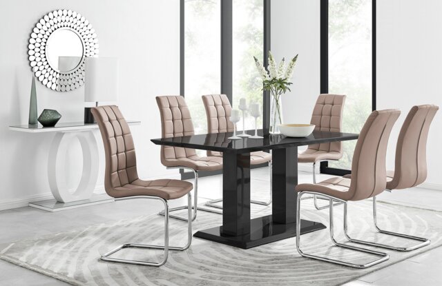 Imperia 6 Black Dining Table and 6 Murano Chairs - image 1