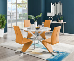 Novara White Marble 120cm Round Dining Table & 4 Willow Chairs - thumbnail 4