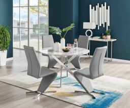 Novara White Marble 120cm Round Dining Table & 4 Willow Chairs - thumbnail 3