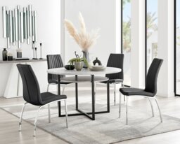 Adley Grey Concrete Effect Storage Dining Table & 4 Isco Chairs - thumbnail 1