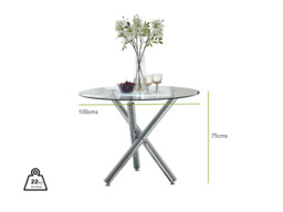 Selina Round Dining Table and 4 Pesaro Silver Leg Chairs - thumbnail 2