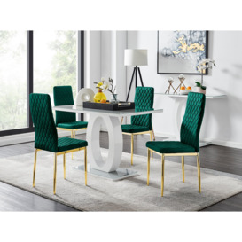 Giovani 4 Grey Dining Table & 4 Velvet Milan Gold Leg Chairs