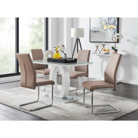 Giovani Grey White Modern High Gloss And Glass Dining Table And 4 Lorenzo Chairs Set