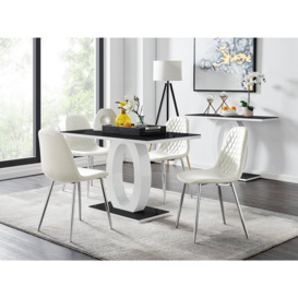 Giovani 4 Black Dining Table & 4 Corona Silver Leg Chairs