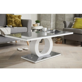 Giovani Modern Halo Grey White High Gloss And Glass Coffee Table