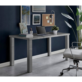 Pivero Grey High Gloss Home Office Writing Desk Large