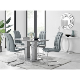 Imperia 4 Modern Grey High Gloss Dining Table And 4 Murano Chairs Set