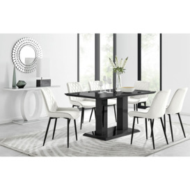 Imperia 6 Black Dining Table and 6 Pesaro Black Leg Chairs