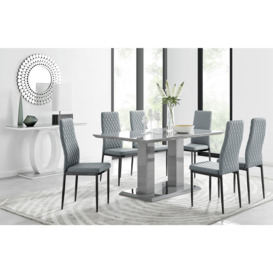Imperia 6 Grey Dining Table and 6 Milan Black Leg Chairs