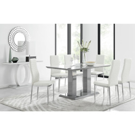 Imperia Grey Modern High Gloss Dining Table And 6 Milan Dining Chairs Set