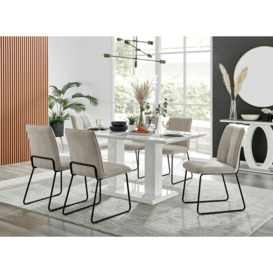 Imperia High Gloss White Dining Table & 6 Halle Chairs