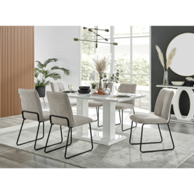 Imperia High Gloss White Dining Table & 6 Halle Chairs