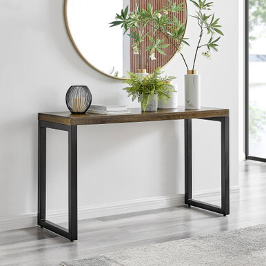 Kinsley Walnut Shade Solid Mango Wood & Black Metal Leg Living Room Set - Coffee, Console & Side Table - Furniturebox UK