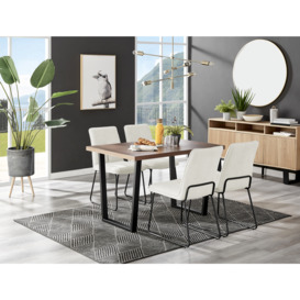 Kylo Brown Wood Effect Dining Table & 4 Halle Black Leg Chairs