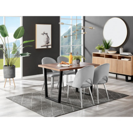 Kylo Brown Wood Effect Dining Table & 4 Arlon Silver Leg Chairs