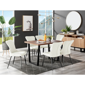 Kylo Brown Wood Effect Dining Table & 6 Nora Black Leg Chairs