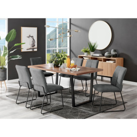 Kylo Brown Wood Effect Dining Table & 6 Halle Black Leg Chairs