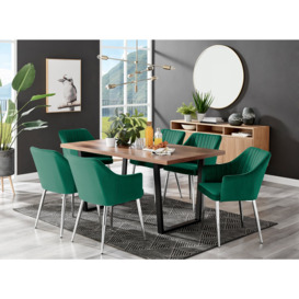 Kylo Brown Wood Effect Dining Table & 6 Calla Silver Leg Chairs