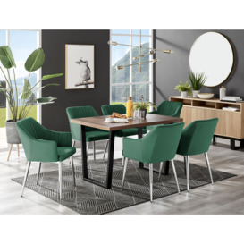Kylo Brown Wood Effect Dining Table & 6 Calla Silver Leg Chairs