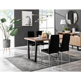 Kylo Brown Wood Effect Dining Table & 4 Velvet Milan Chairs