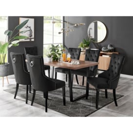 Kylo Brown Wood Effect Dining Table & 6 Belgravia Black Leg Chairs