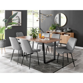 Kylo Brown Wood Effect Dining Table & 6 Pesaro Black Leg Chairs