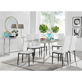 Kylo White Marble Effect Dining Table & 6 Milan Leg Chairs