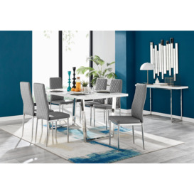 Kylo White High Gloss Dining Table & 6 Milan Chrome Leg Chairs