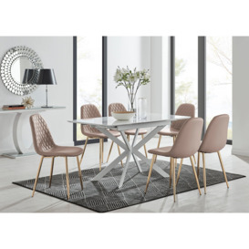 Lira 120 Extending Dining Table and 6 Corona Gold Leg Chairs
