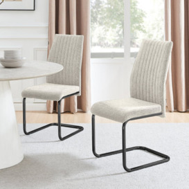 Lorenzo 2x Cream Fabric Black Leg Dining Chair