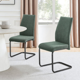 Lorenzo 2x Green Fabric Black Leg Dining Chair