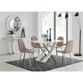 Mayfair 4 Dining Table and 4 Corona Silver Leg Chairs