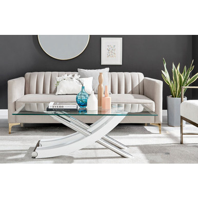 Mayfair White High Gloss & Metal Coffee Table