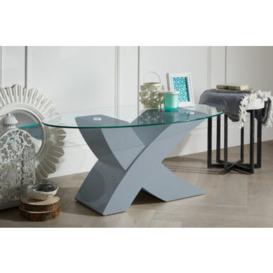 "Milano Modern Grey Oval ""X"" High Gloss Coffee Table"