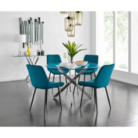 Novara 120cm Round Dining Table and 4 Pesaro Black Leg Chairs