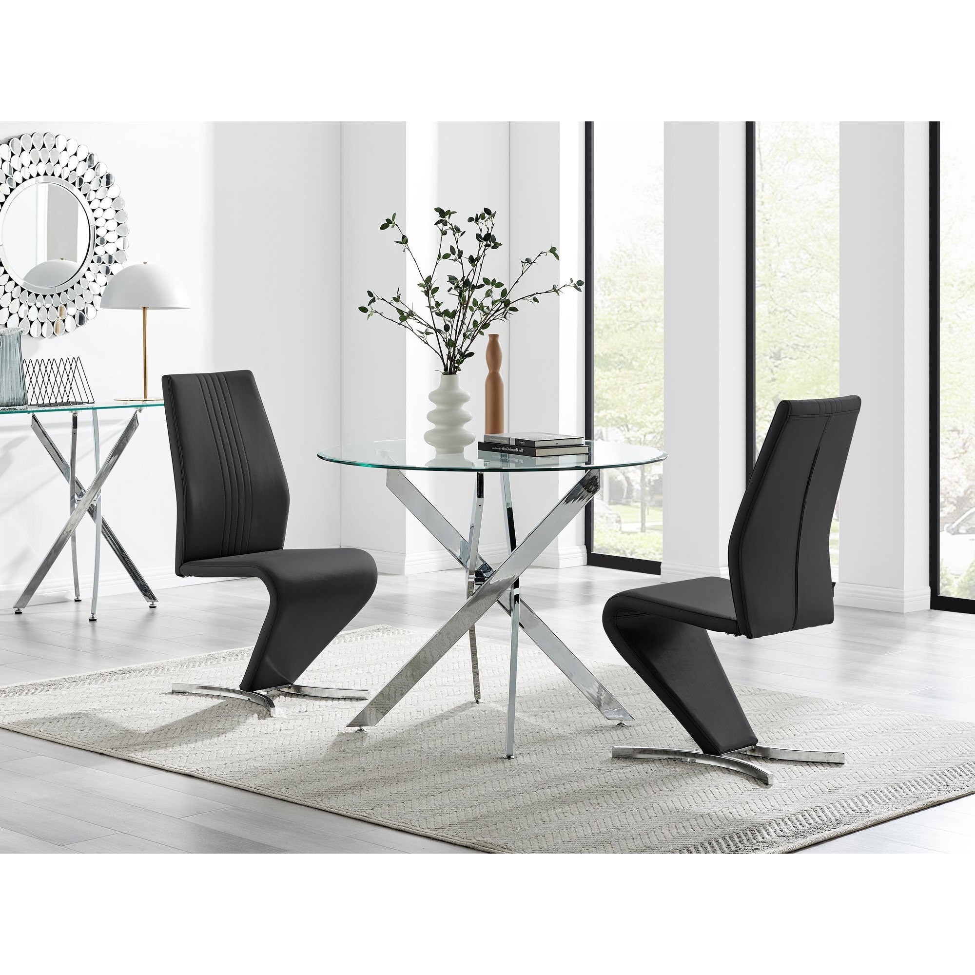 Novara 100cm Round Dining Table & 2 Willow Chairs